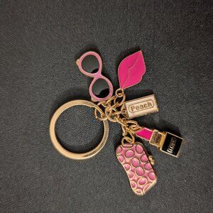 Gold toned pink purse charm  keychain
